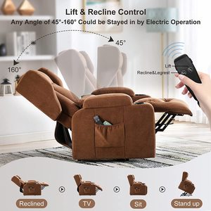 Sillones Reclinables Eléctricos para Personas Mayores con Masaje y Calefacción, Sofá Reclinable con Posición Eléctrica Infinita, Almohada Lumbar y Reposabrazos - Product Image 4