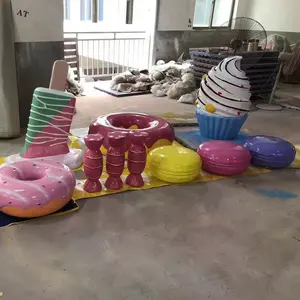 Candy land birthday decoration giant ice cream props christmas donut candy statue for parties props