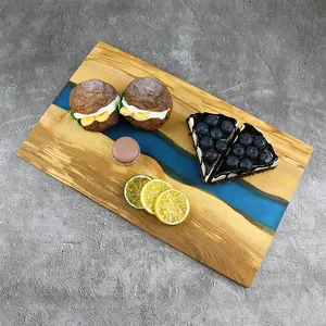 Neues Design Art Decor Oliven holz und Epoxidharz schneiden Servier brett für Käse Gemüse Obst Charc uterie