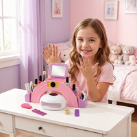 Ensemble de jeu de manucure pour enfants avec sèche-ongles, lime à ongles, miroir et vernis à ongles, table de beauté, cadeau pour filles
