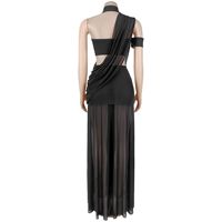 ZHEZHE Mode Été 2026 Vêtements Femme Fournisseur Streetwear Ensemble 2 Pièces : Top Bustier Sans Manches et Robe Transparente en Maille