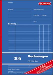 Herlitz 1932862 Carnet de factures A5 Bleu & Blanc 305 2x40 feuilles <span class=keywords><strong>Autocopiant</strong></span> Lot de 4 Fabriqué en Chine - Product Image 2