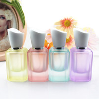 Flacon de Parfum en Verre de 30m, Rechargeable, Rectangulaire, Couleurs Pastel, Récipient Cosmétique Portable Givré Vide pour Parfum
