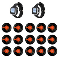 Sistema inalámbrico de llamada para camareros, receptor de pager con botones de llamada para restaurante, cafetería, hotel, 2 relojes + 15 botones