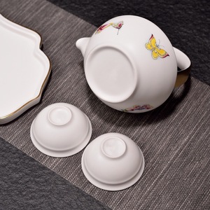One Pot Two Cups <b>Tea</b> <b>Set</b> with Tray Bone China Ceramic for Home and Office Gift - Product Image 3