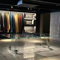 Compétition internationale Table de ping-pong en acier inoxydable de taille standard Table de ping-pong en verre trempé transparent