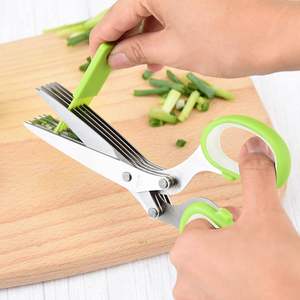 Ciseaux de cuisine professionnels multifonctions en acier inoxydable de 7,5 pouces avec 5 lames, ciseaux à herbes avec peigne - Product Image 5