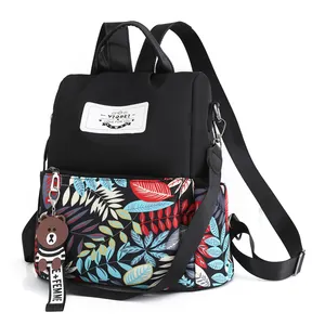 2022 leaf printing fabric backpack for women ethnic style fashion design rucksack knapsack bagpack for lady girl female backpack