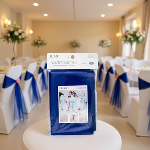 Ruban en tulle bleu marine Iln Chair Sash 23x270cm pour décoration de mariage - Product Image 2