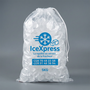 Sacchetti per <span class=keywords><strong>Ghiaccio</strong></span> in PE con Cordoncino e Stampa Flessografica, Logo Personalizzato, Plastica Resistente e Spessa per Conservazione di Latte e Gelatine - Product Image 2