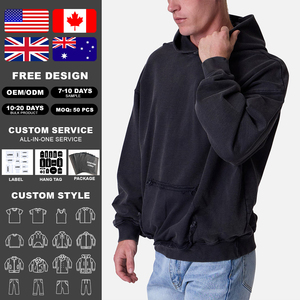 Sudadera con capucha KingSen personalizada, estilo desgastado, extragrande, de algodón de 400 g/m², transpirable, de felpa francesa, para hombre - Product Image 2