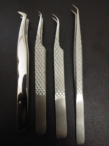 Juego de herramientas de belleza de acero japonés de 4 piezas, pinzas de diamante para extensiones de pestañas y cejas, punta redondeada, herramientas de pestañas de acero inoxidable - Product Image 3