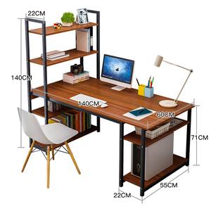 钢木家庭办公室笔记本电脑桌与书架桌面木制电脑桌 - Product Image 6