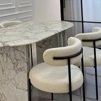 Chaise de salle à manger couleur crème avec dossier en laine d'agneau, style luxe léger, moderne et minimaliste, tabouret de manucure pour chambre, chaise de maquillage pour coiffeuse