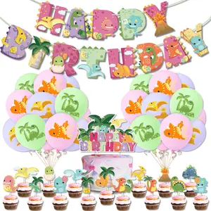 Rosa Dinosaurier Party Luftballons Banner Kuchen Topper Dekor Mädchen Dino Thema Ein 1. Geburtstags feier Dschungel Cartoon Pink Roar K0070