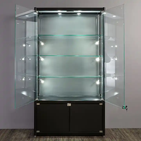 Günstige Aluminium-Glasvitrine für Einzelhandelsgeschäfte Wandmontierte Glasvitrine mit Beleuchtung