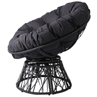 Chaise Papasan ergonomique pivotante de 38 po en osier avec coussins épais et tuftés Chaise de salon