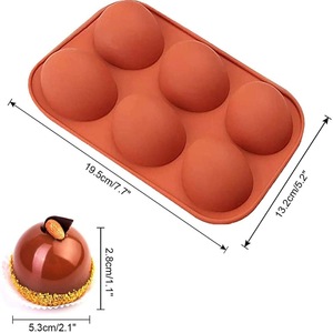 Silicone Chocolate Mold 6 Cavity Hemisphere Shape DIY Cake Molds For Chocolate Making Baking Tools Red Color - Product Image 5