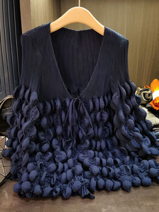PY 2026 Hot Selling Undefined Miyake Pleated 3D Bubble Loose Loungewear Designer Open Front Top Clothing Source Wholesale Online - Product Image 4