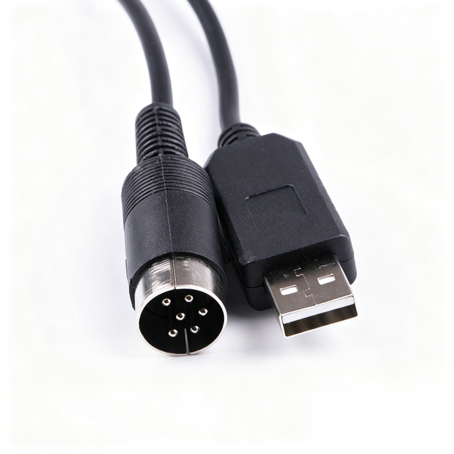 FTDI Chip USB-A Male to 6-Pin DIN Copper Serial Cable Compatible with Walkie-Talkies and Electronic Musical Instruments