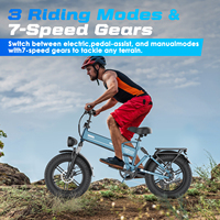 Vélo électrique pliable, batterie amovible 48 V 15 Ah, vélo électrique 35-50 km, pneu gras 20 x 4,0 pouces, vélo électrique 7 vitesses tout terrain
