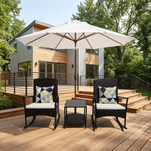 Ensemble de chaises à bascule modernes avec coussins en polyester résistant aux intempéries, structure en acier, meubles d'extérieur durables pour hôtel et jardin - Product Image 1