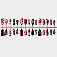 Kit de faux ongles Halloween en ABS, motifs toile d'araignée, fantôme, citrouille, design Bloody Mary pré-dessiné, cadeau pour femme pour fête de fin d'année