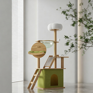 Structure d'escalade pour chat en bois de luxe, modèle arbre, avec griffoir, super tour pour animaux de compagnie, Toy House - Product Image 1