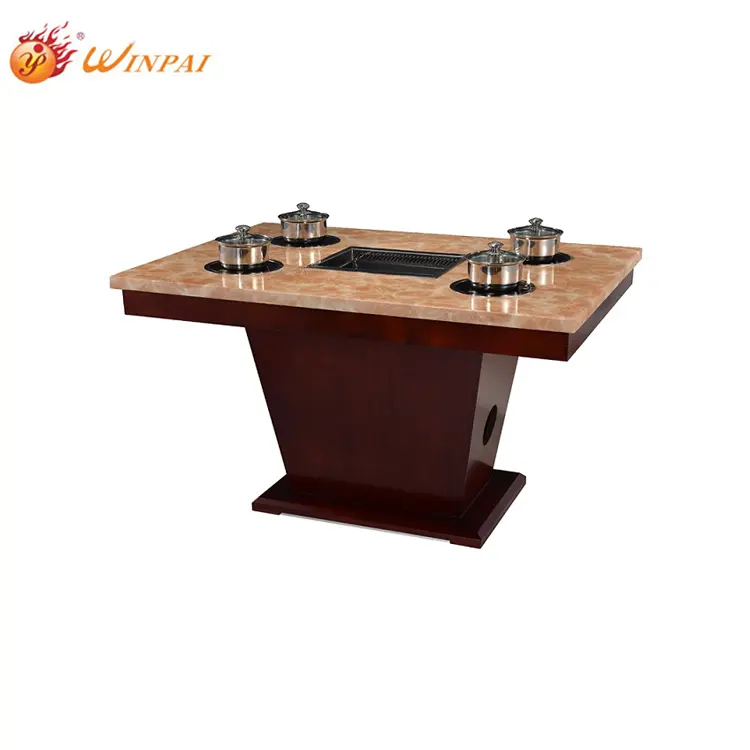 Commercial Hot Pot Built in Induction Cooker Korean Bbq Grill Table Restaurant Mini Hot Pot Table