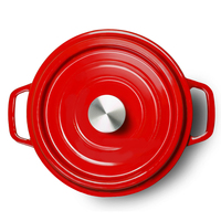 Casserole en fonte de forme ronde minimaliste en gros, revêtement émaillé coloré, écologique, avec couvercle