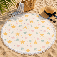 Newest Design Custom Organic Multi-pattern Fashion logo Super Comfortable Printed Microfiber Cotton Round Beach Towels with Bag