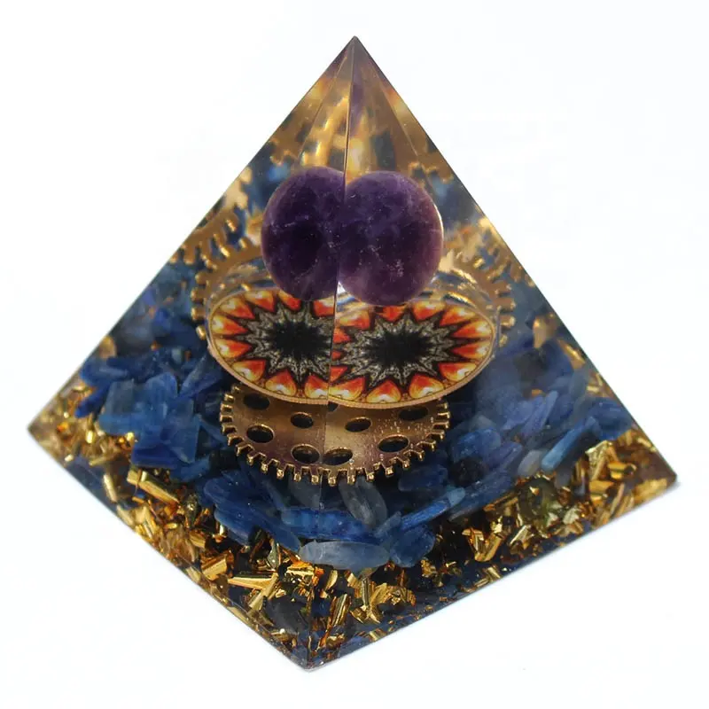 Handmade orgonite pyramid amethyst Crystal Sphere with rose quartz reiki chakra energy orgone collection decor