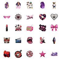 50PCS Pegatinas de Moda con Diseño de Labios Rojos Sexys y Corazones para Maquillaje, Estilo Downtown Girls