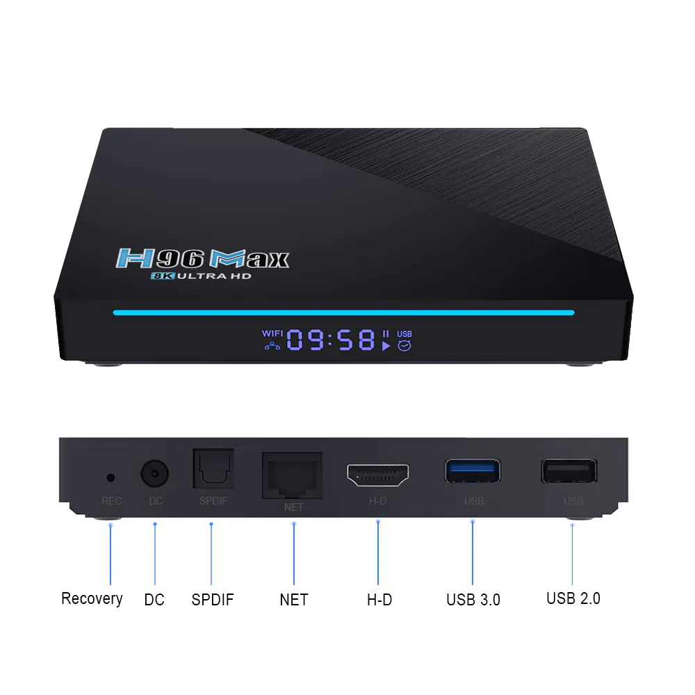 Decodificador de Tv inteligente B2B, decodificador de señal original de fábrica H96 max Rk3566 OTT, wifi dual, 2,4G, 5G, AV play