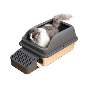Stainless Steel <b>Cat</b> <b>Litter</b> Box 60cm Large Capacity Open Design Easy Clean For <b>Cats</b> - Product Image 2
