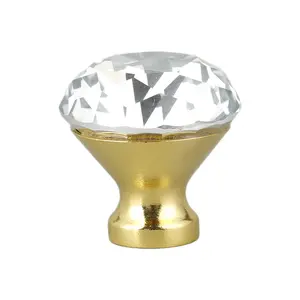 Zinc Alloy crystal door Knobs single hole diamond crystal handle cabinets wardrobe door handle drawer handle gold bottom