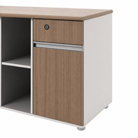 Poste de travail moderne en plan ouvert, bureau-banc à pieds en A, dos à dos, plateau en mélaminé chêne, écran en tissu, OEM
