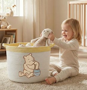 Cesto in Corda di Cotone Ricamato <span class=keywords><strong>Winnie</strong></span> <span class=keywords><strong>the</strong></span> <span class=keywords><strong>Pooh</strong></span>, Grande Organizzatore per Giocattoli per Cameretta, Asilo Nido e Sala Giochi - Product Image 4