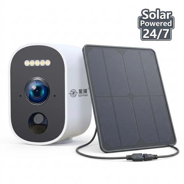 Solar Powered 4G Security Camera System with 8W Solar Panel 5MP Wireless Battery PTZ Camera 24/7 Standby Monitor