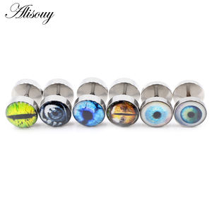Alisouy 2PC Stud Earrings Acier Inoxydable Unisexe Hommes Femmes Barbell Ear Studs Tragus <span class=keywords><strong>Helix</strong></span> <span class=keywords><strong>Piercing</strong></span> Jewelry Fake Ear Plugs - Product Image 1