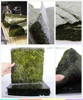 Pas cher prix algues grillées algue sushi nori entier demi-coupe onigiri kizami 10 50 100 feuille pour sushi emballage restaurant