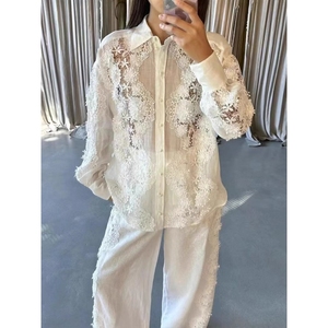 Maglia pesante in <span class=keywords><strong>pizzo</strong></span> a maniche lunghe <span class=keywords><strong>pantaloni</strong></span> elasticizzati a vita alta da donna 2 Set Sehe Fashion - Product Image 4