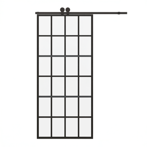 Porte coulissante en aluminium avec verre ESG noir 35,4x80,7 pouces, design minimaliste intérieur, isolation thermique, utilisation extérieure - Product Image 1