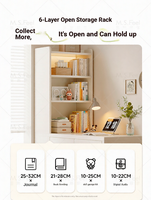 Escritorio Esquinero de Lujo en MDF con Estantería Integrada, Diseño Moderno y Ligero para el Hogar, Dormitorio, Uso con Computadora, Almacenamiento de Libros