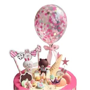 Hot sale 5 inch mini clear birthday cake decoration confetti balloon