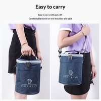Sac à déjeuner isotherme de style japonais en tissu Oxford avec doublure en aluminium, grand sac bento portable épaissi à bandoulière pour le travail