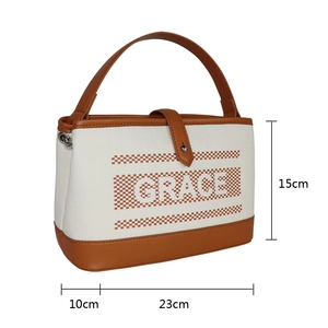 Bolso Tote de Lona y Cuero con Rayas en Contraste de Color, Popular en 2026, de Gran Capacidad, para Llevar en la Mano o al Hombro - Product Image 2