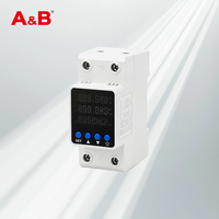 Protecteur de tension monophasé PM2-VAFDM 63A AC 230V sur rail DIN avec affichage numérique, compteur d'énergie KWH, dispositif de protection de la tension et de la puissance
