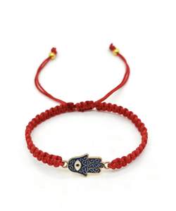 LC20260272 Bracelet artisanal en macramé tressé réglable pour femmes et hommes, motif œil bleu et main de Hamsa, vente en gros - Product Image 3