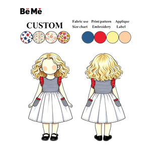 Ventes chaudes Robes à imprimé étoiles et rayures pour filles américaines avec poches Robe pour bébé fille à manches courtes pour le 4 juillet Vêtements pour filles Robe pour bébé - Product Image 2